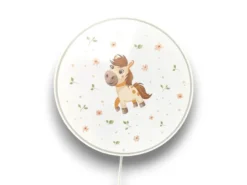Kinderzimmer Wandlampe Pony Ø 25cm mit Schalter, Kabel, Stecker & E14 LED