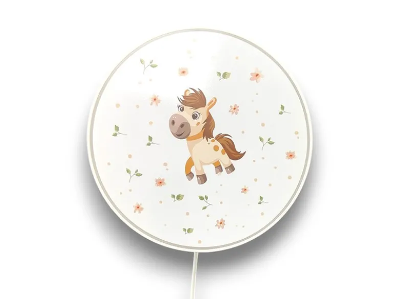 Kinderzimmer Wandlampe Pony Ø 25cm mit Schalter, Kabel, Stecker & E14 LED