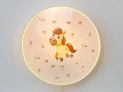 Kinderzimmer Wandlampe Pony Ø 25cm mit Schalter, Kabel, Stecker & E14 LED