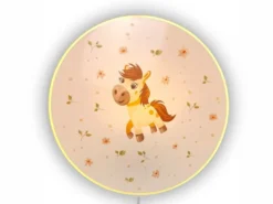 Kinderzimmer Wandlampe Pony Ø 25cm mit Schalter, Kabel, Stecker & E14 LED