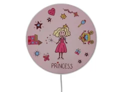 Kinderzimmer Wandlampe Prinzessin Ø 25cm mit Schalter, Kabel, Stecker & E14 LED