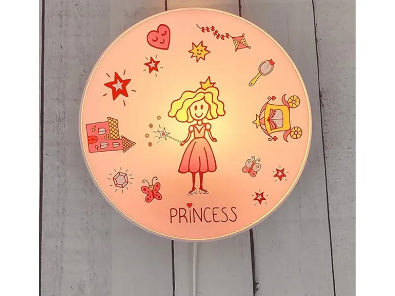 Kinderzimmer Wandlampe Prinzessin Ø 25cm mit Schalter, Kabel, Stecker & E14 LED