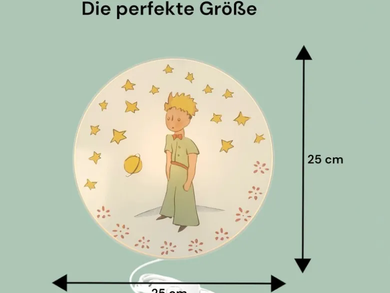 Kinderzimmer Wandlampe PRINZ mit Kabel, Stecker & Schalter, Ø 25cm