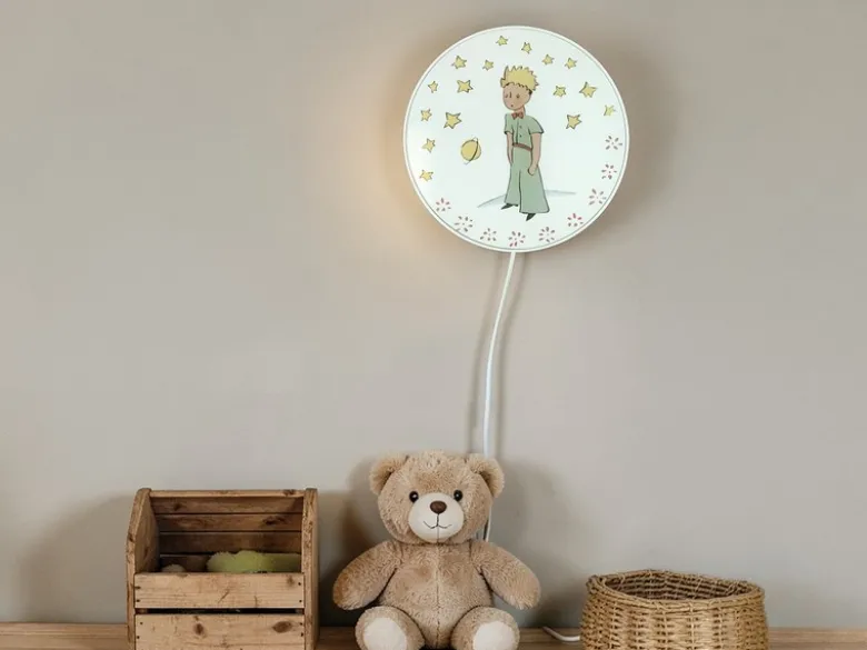Kinderzimmer Wandlampe PRINZ mit Kabel, Stecker & Schalter, Ø 25cm