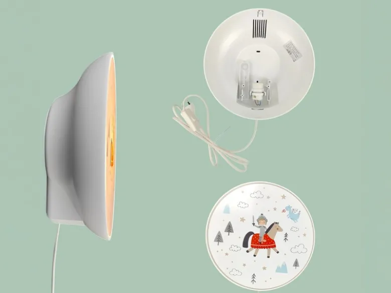 Kinderzimmer Wandlampe RITTER THEO mit Kabel, Stecker & Schalter, Ø 25cm