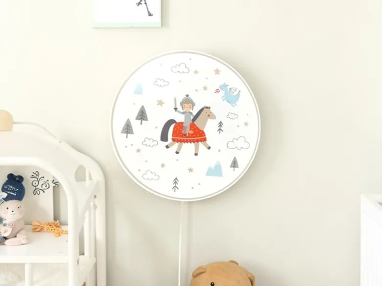 Kinderzimmer Wandlampe RITTER THEO mit Kabel, Stecker & Schalter, Ø 25cm