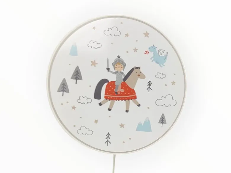 Kinderzimmer Wandlampe RITTER THEO mit Kabel, Stecker & Schalter, Ø 25cm