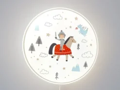Kinderzimmer Wandlampe Ritter Ø 25cm mit Schalter, Kabel, Stecker & E14 LED