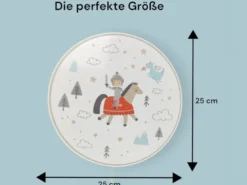 Kinderzimmer Wandlampe Ritter Ø 25cm mit Schalter, Kabel, Stecker & E14 LED