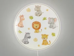 Kinderzimmer Wandlampe Safari Ø 25cm mit Schalter, Kabel, Stecker & E14 LED
