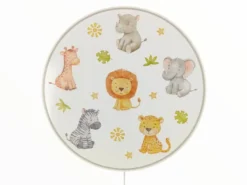 Kinderzimmer Wandlampe Safari Ø 25cm mit Schalter, Kabel, Stecker & E14 LED