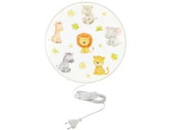 Kinderzimmer Wandlampe Safari Ø 25cm mit Schalter, Kabel, Stecker & E14 LED