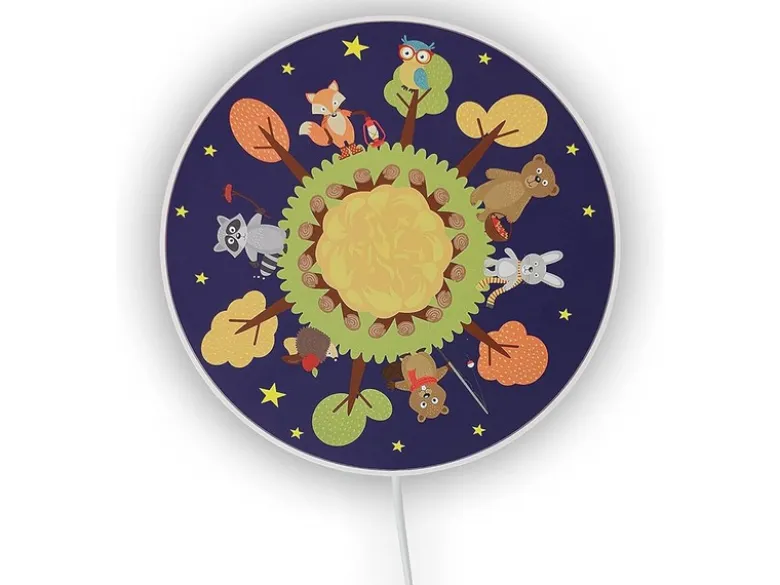 Kinderzimmer Wandlampe Wald Ø 25cm mit Schalter, Kabel, Stecker & E14 LED