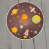 Kinderzimmer Wandlampe Weiß mit Weltall Motiven Schalter und Stecker, Ø 25cm