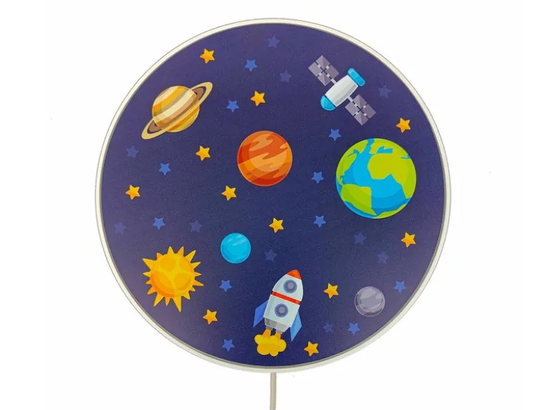 Kinderzimmer Wandlampe Weltall Ø 25cm mit Schalter, Kabel, Stecker & E14 LED