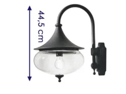 Klassische Außenwandleuchte LIBRA, Alu schwarz / Glas klar, Beleuchtung Haus
