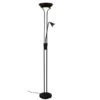 Klassischer LED Deckenfluter mit Leselampe in Schwarz matt, Höhe 181,5cm
