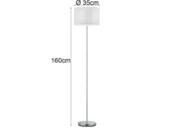 Klassische Stehlampe HOTEL mit E27 Stoffschirm Weiß, Höhe 160cm