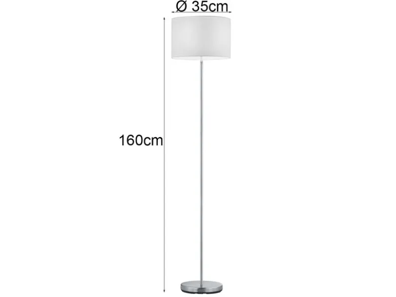 Klassische Stehlampe HOTEL mit E27 Stoffschirm Weiß, Höhe 160cm