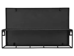 Kleine Wandgarderobe MIMI Metall Schwarz mit Spiegel und Ablage, Breite 34cm