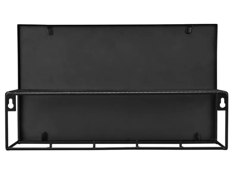 Kleine Wandgarderobe MIMI Metall Schwarz mit Spiegel und Ablage, Breite 34cm