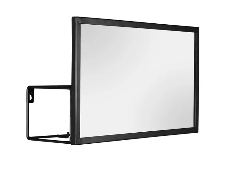 Kleine Wandgarderobe MIMI Metall Schwarz mit Spiegel und Ablage, Breite 34cm