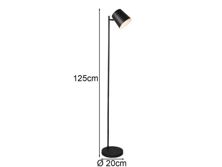 Kleine Akku Stehlampe BLAKE kabellos - dimmbar, Metall Schwarz, Höhe 125cm