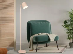 Kleine Akku Stehlampe BLAKE kabellos - dimmbar, Metall Beige, Höhe 125cm