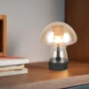 Kleine Akku Tischlampe DOOLEY aus Glas Bernsteinfarben, Höhe 18cm