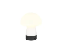 Kleine Akku Tischlampe DOOLEY aus Glas Weiß, Höhe 18cm