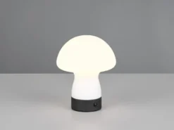 Kleine Akku Tischlampe DOOLEY aus Glas Weiß, Höhe 18cm