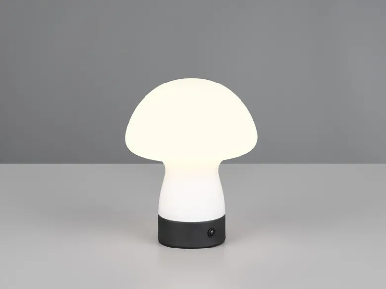 Kleine Akku Tischlampe DOOLEY aus Glas Weiß, Höhe 18cm
