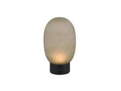 Kleine Akku Tischlampe FACETTE mit Glasschirm Grün, Höhe 20,5cm