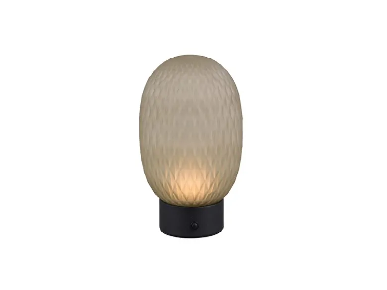 Kleine Akku Tischlampe FACETTE mit Glasschirm Grün, Höhe 20,5cm