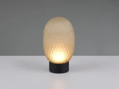 Kleine Akku Tischlampe FACETTE mit Glasschirm Grün, Höhe 20,5cm