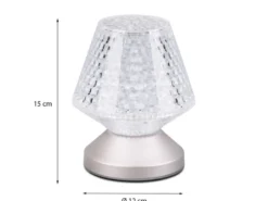 Kleine Akku Tischlampe MARIL mit Touch Funktion in Kristall Optik, Höhe 15cm