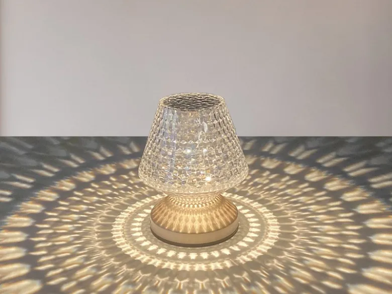 Kleine Akku Tischlampe MARIL mit Touch Funktion in Kristall Optik, Höhe 15cm