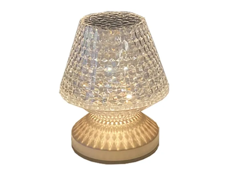 Kleine Akku Tischlampe MARIL mit Touch Funktion in Kristall Optik, Höhe 15cm