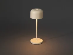 Kleine Akku Tischleuchte LILLE per USB aufladbar, Beige Höhe 20cm