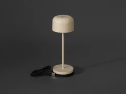 Kleine Akku Tischleuchte LILLE per USB aufladbar, Beige Höhe 20cm