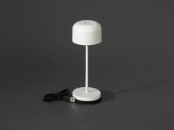 Kleine Akku Tischleuchte LILLE per USB aufladbar, Weiß Höhe 20cm