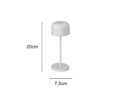 Kleine Akku Tischleuchte LILLE per USB aufladbar, Weiß Höhe 20cm