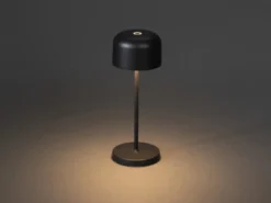 Kleine Akku Tischleuchte LILLE per USB aufladbar, Schwarz Höhe 20cm