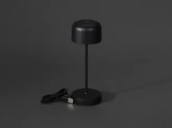 Kleine Akku Tischleuchte LILLE per USB aufladbar, Schwarz Höhe 20cm