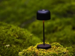 Kleine Akku Tischleuchte LILLE per USB aufladbar, Schwarz Höhe 20cm
