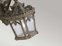 Kleine antike Außenwandleuchte TOURNAI hängend Bronzefarbig, Höhe 27cm
