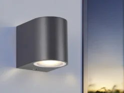 Kleine Außenwandleuchte AVA aus Aluminium Anthrazit, Höhe 8cm