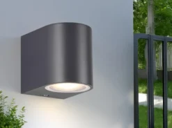 Kleine Außenwandleuchte AVA aus Aluminium Anthrazit, Höhe 8cm