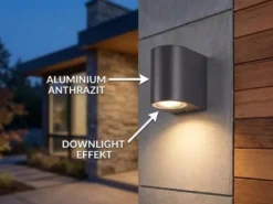 Kleine Außenwandleuchte AVA aus Aluminium Anthrazit, Höhe 8cm