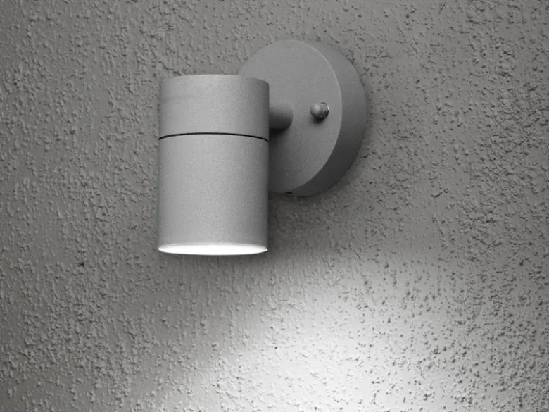 Kleine Außenwandleuchte MODENA Downlight, Höhe 9cm, Aluminium Grau